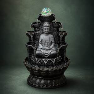 Zen Buddha Indoor Water Fountain with LED Crystal Ball